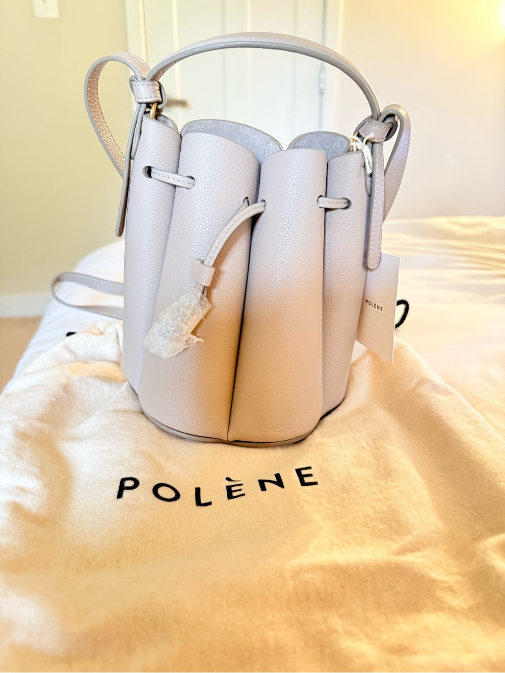 Polène Mini Bucket Bag in Light Gray